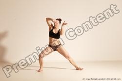 Underwear Martial art Woman White Moving poses Average long colored Dynamic poses Academic